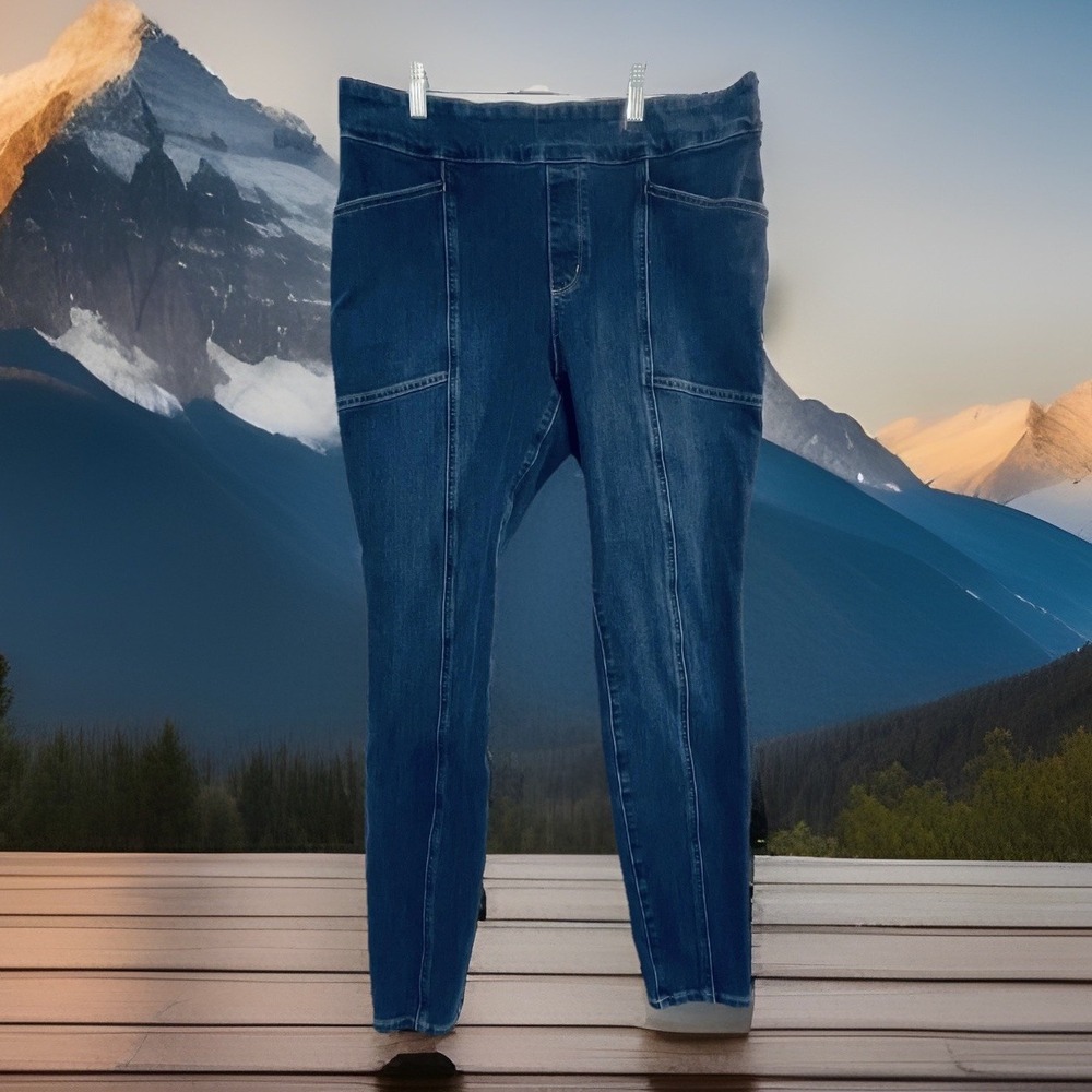 Duluth Trading Co Jeans Womens 12 Blue High Rise Skinny Pull On Stretch Denim